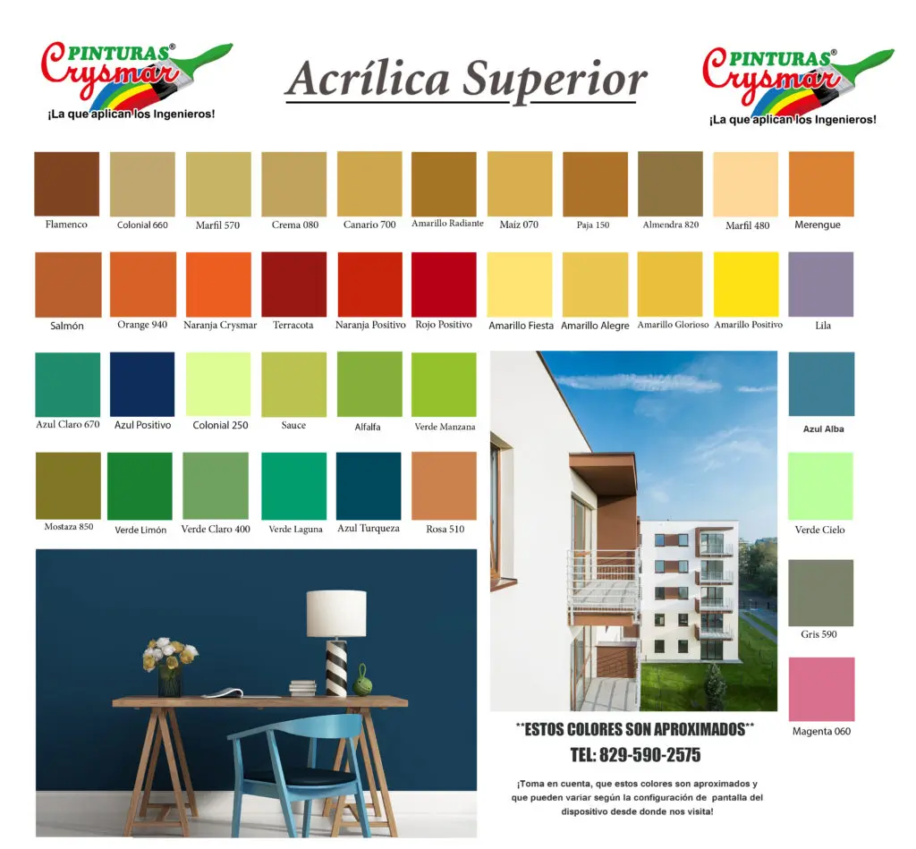 CARTA DE COLORES Pinturas Crysmar Acrílica Superior