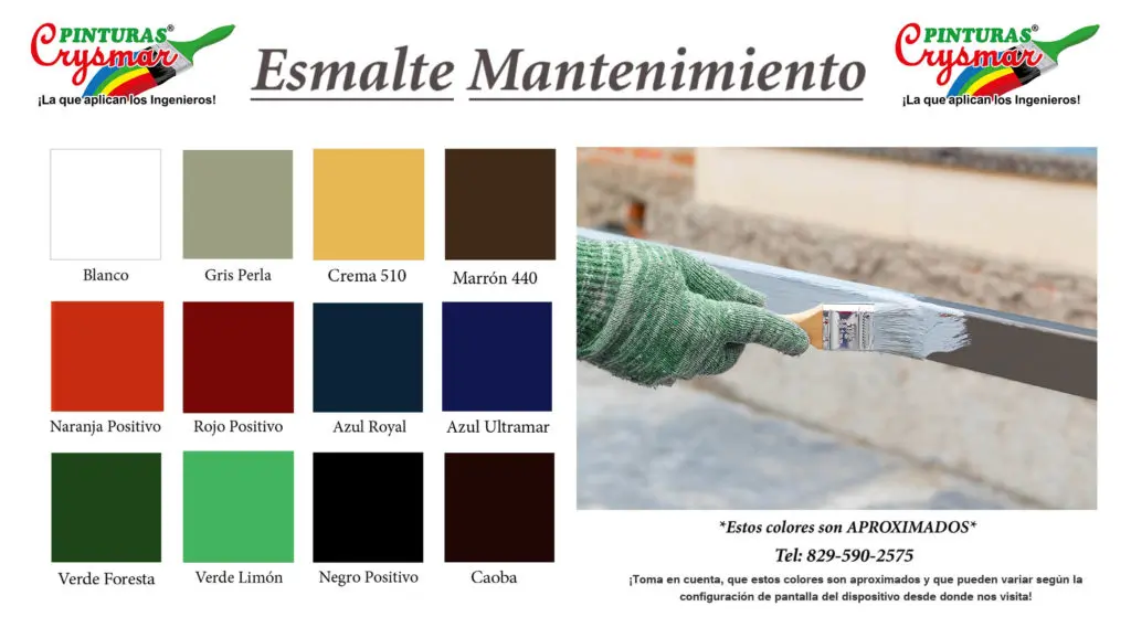 CARTA DE COLORES Pinturas Crysmar Esmalte de Mantenimiento