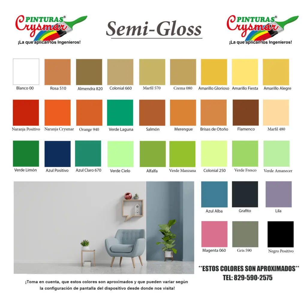 CARTA DE COLORES Pinturas Crysmar Semigloss